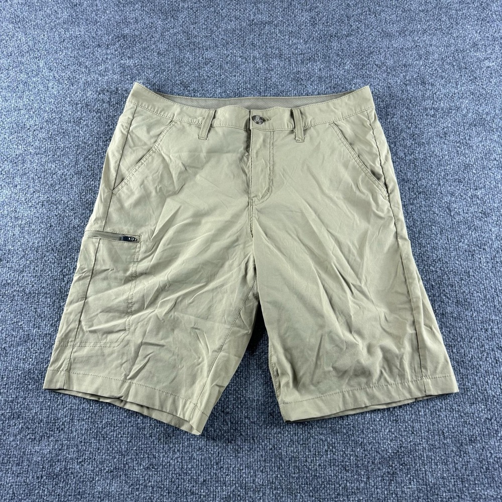 Eddie Bauer Shorts Mens 32 Beige Nylon Microfiber Chino Pockets Travel